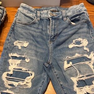 American Eagle Outfitters Distressed Light Blue Skinny Jeans